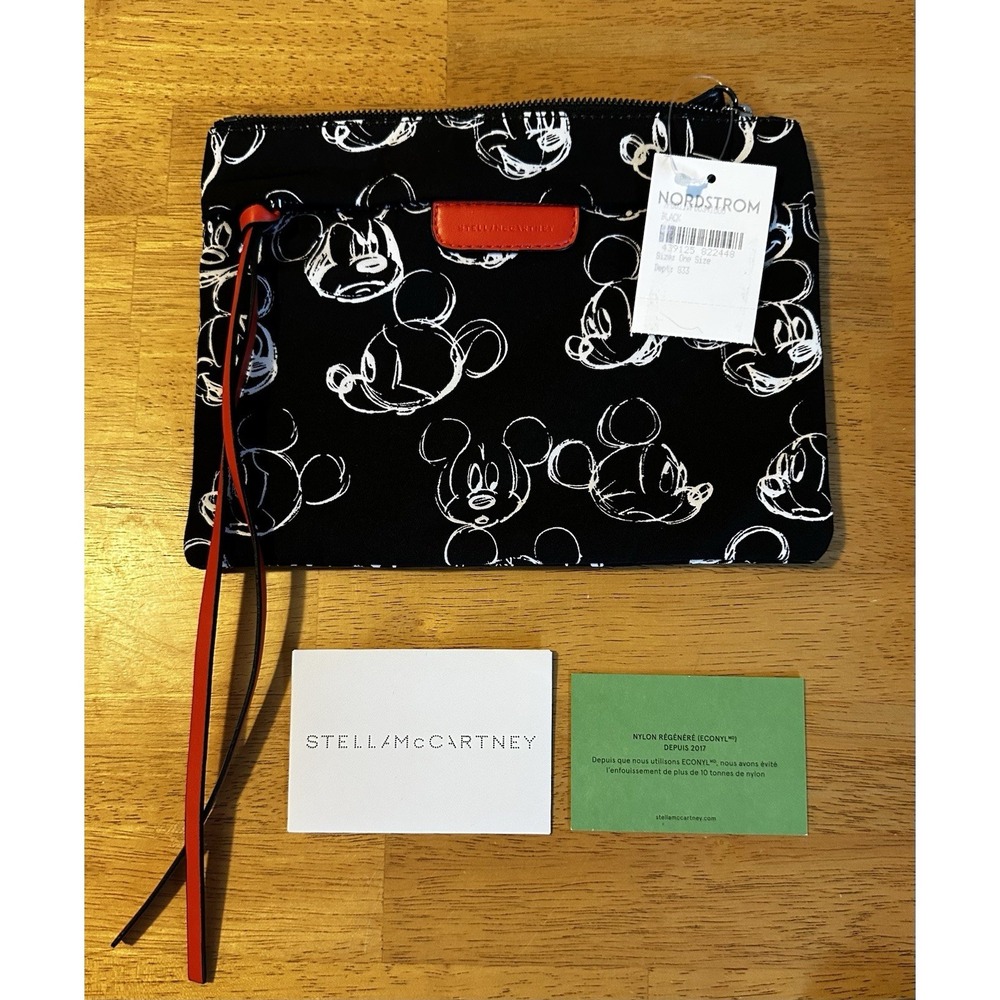 NWT Stella McCartney x Disney Mickey Pouch Clutch Zippered Black Red White